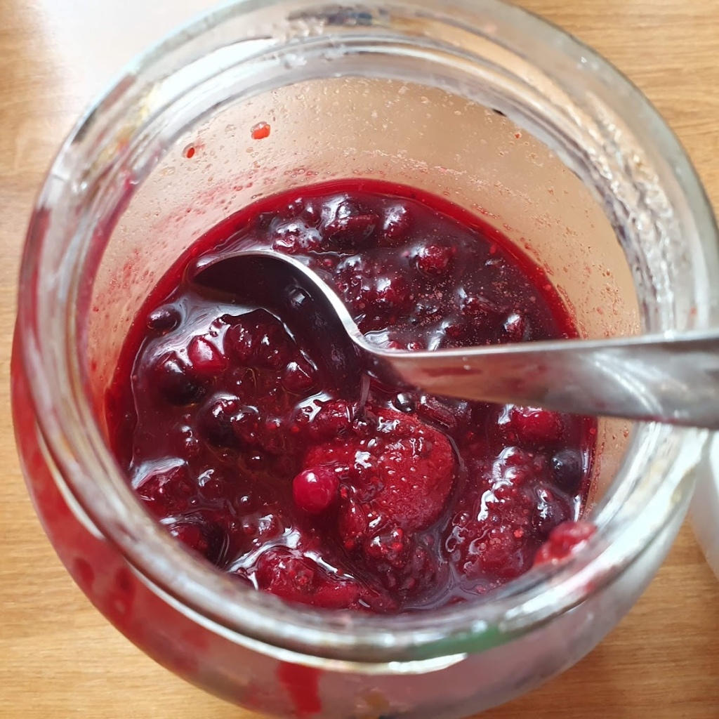 Getting out of bed for berry compote
